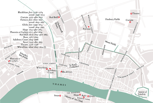 map of theatres in London